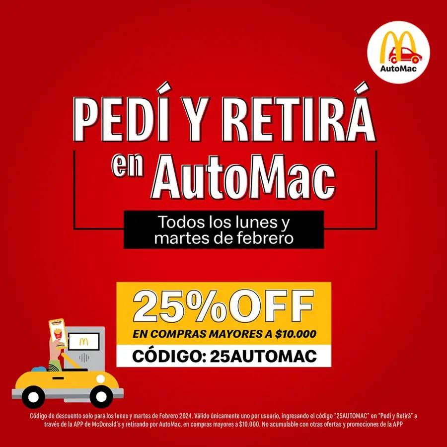  25% off todos los lunes y martes Pedí y Retirá en Automac