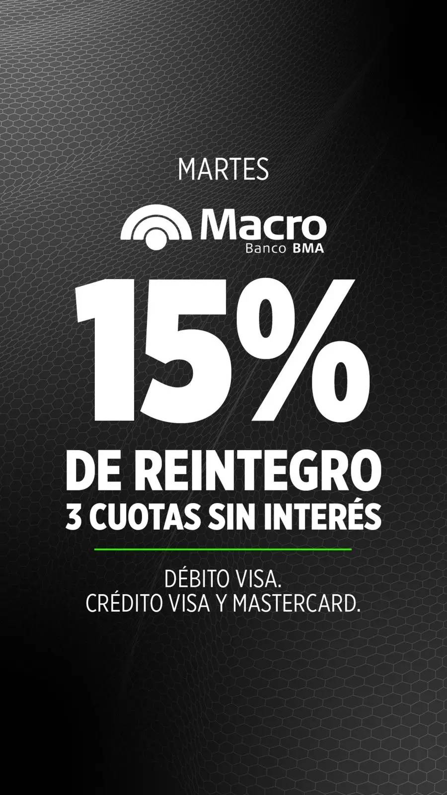 Martes 15% de reintegro