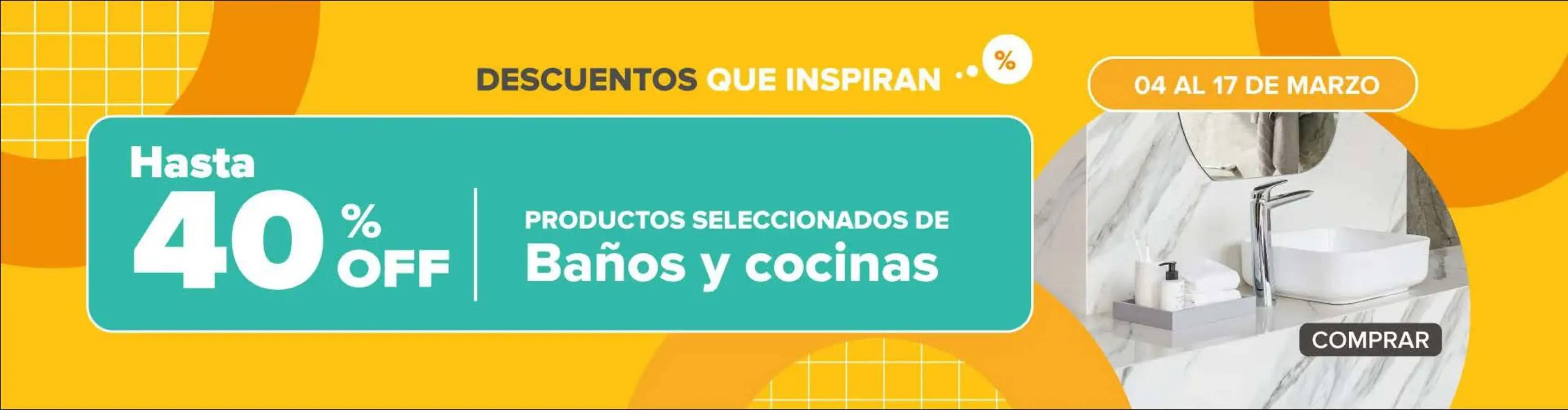 Hasta 40% off en productos de baños y cocinas