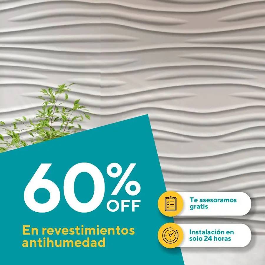 60% OFF en revestimientos antihumedad