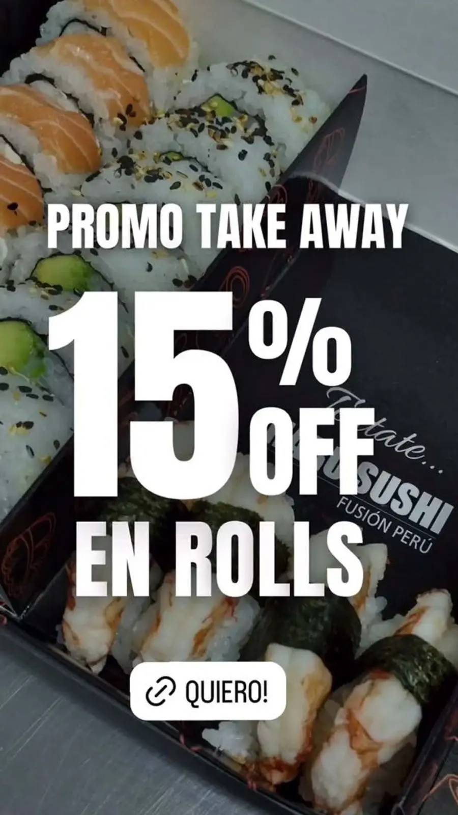 15% off en rolls y 10% off en tablas