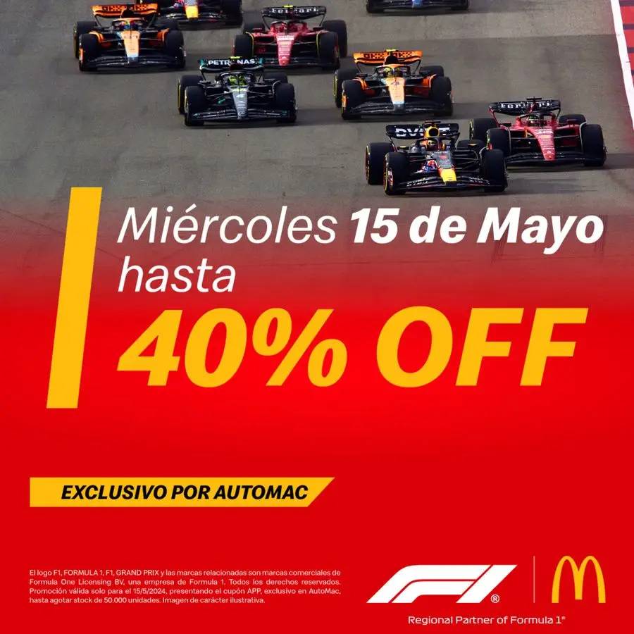 Miércoles 15 de Mayo hasta 40% off