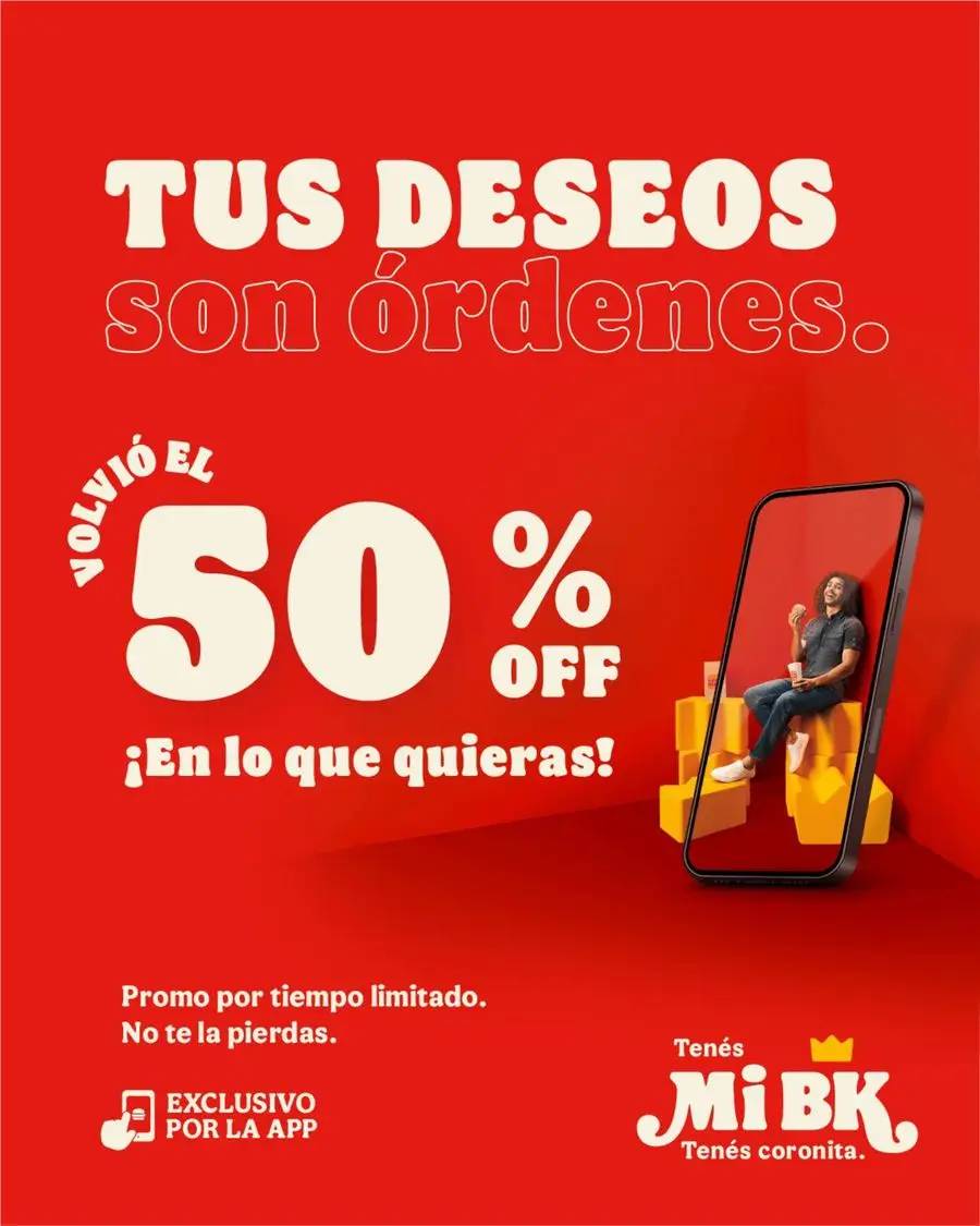 Promociones Burger King hasta 50% OFF