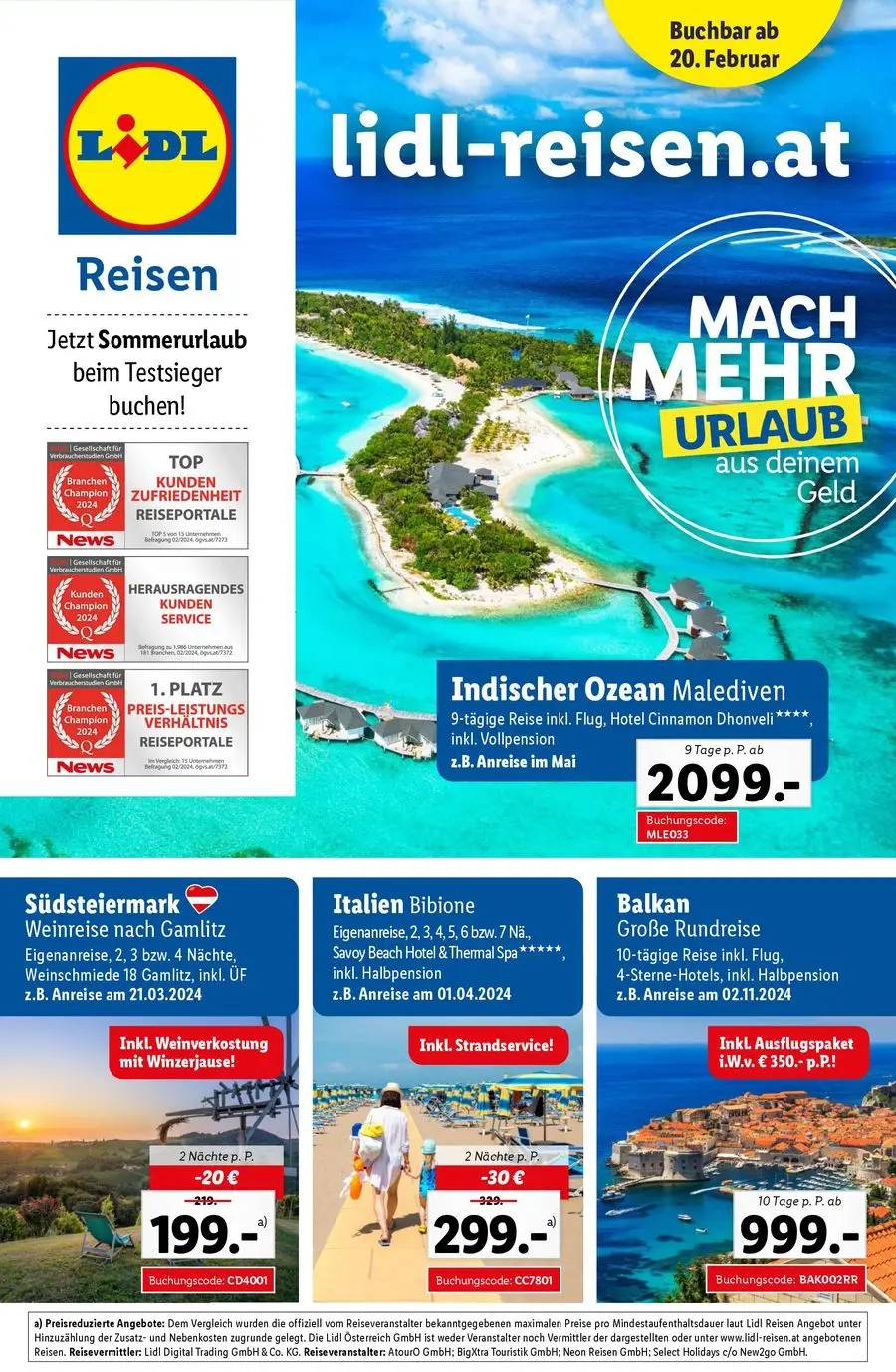 Jetzt Sommerurlaub beim Testsieger buchen!