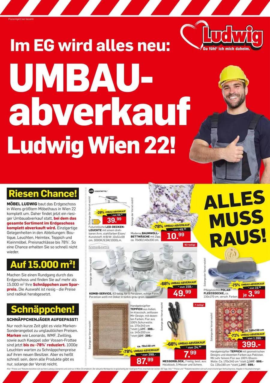 UMBAU-abverkauf Ludwig Wien 22!