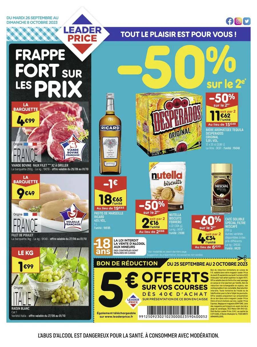 FRAPPE FORT SUR LES PRIX