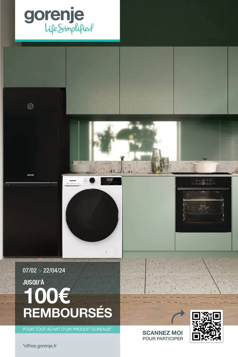 GORENJE VOUS REMBOURSE JUSQU'À 100€