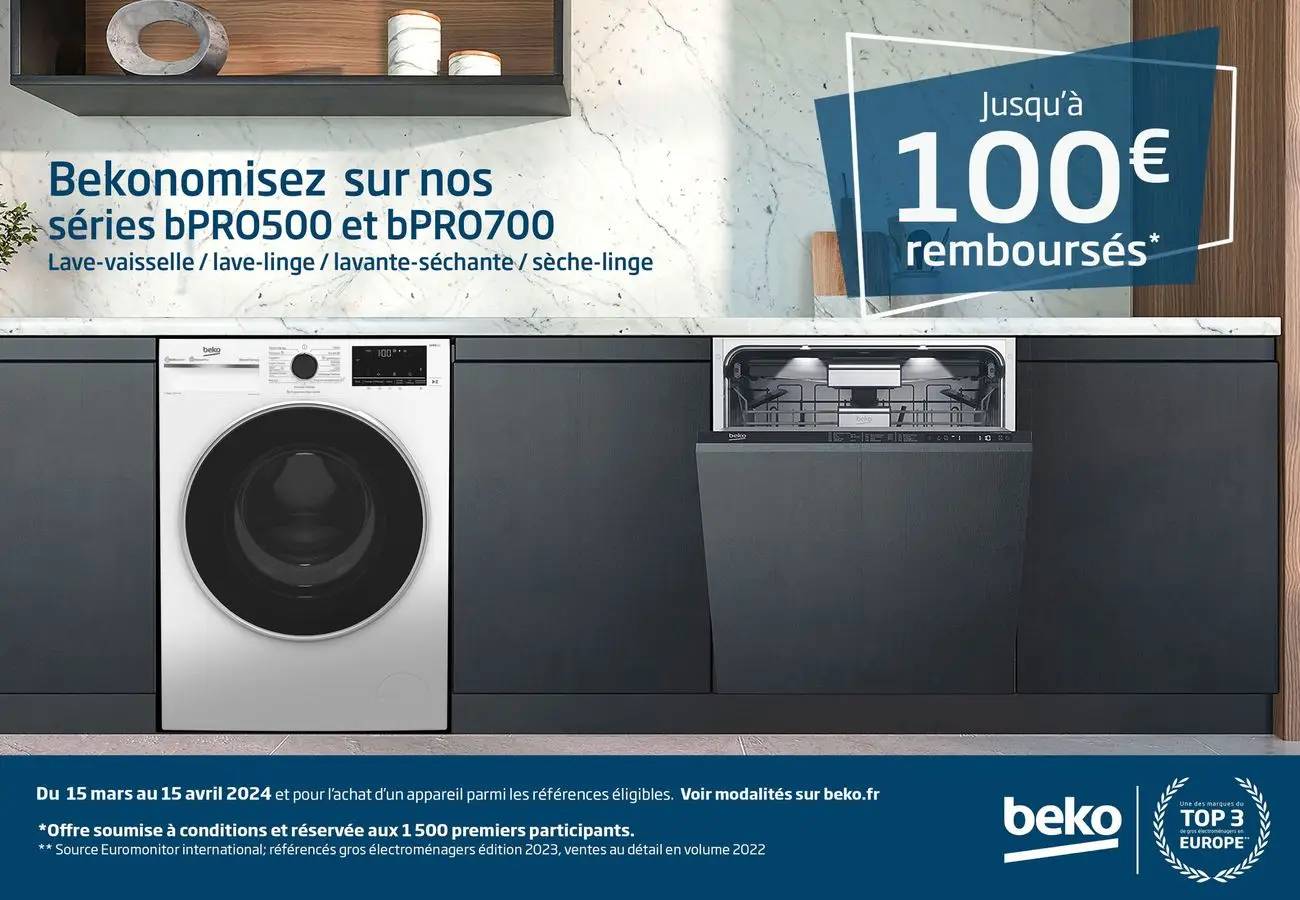 OFFRE BEKO : JUSQU'À 100€ REMBOURSÉS !