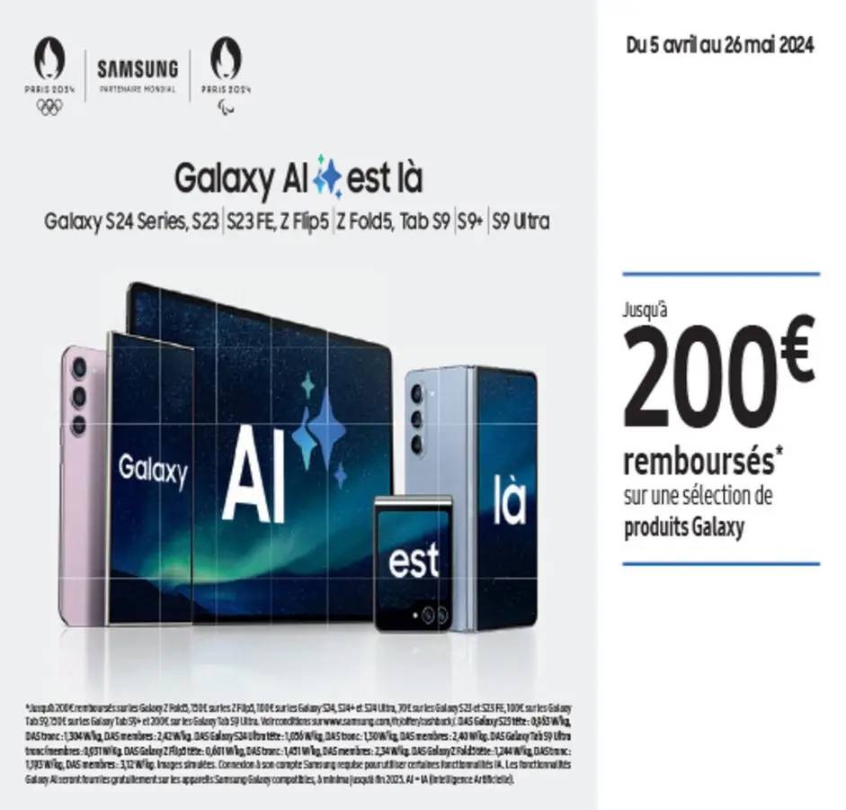 USQU'À 200€ REMBOURSÉS AVEC SAMSUNG