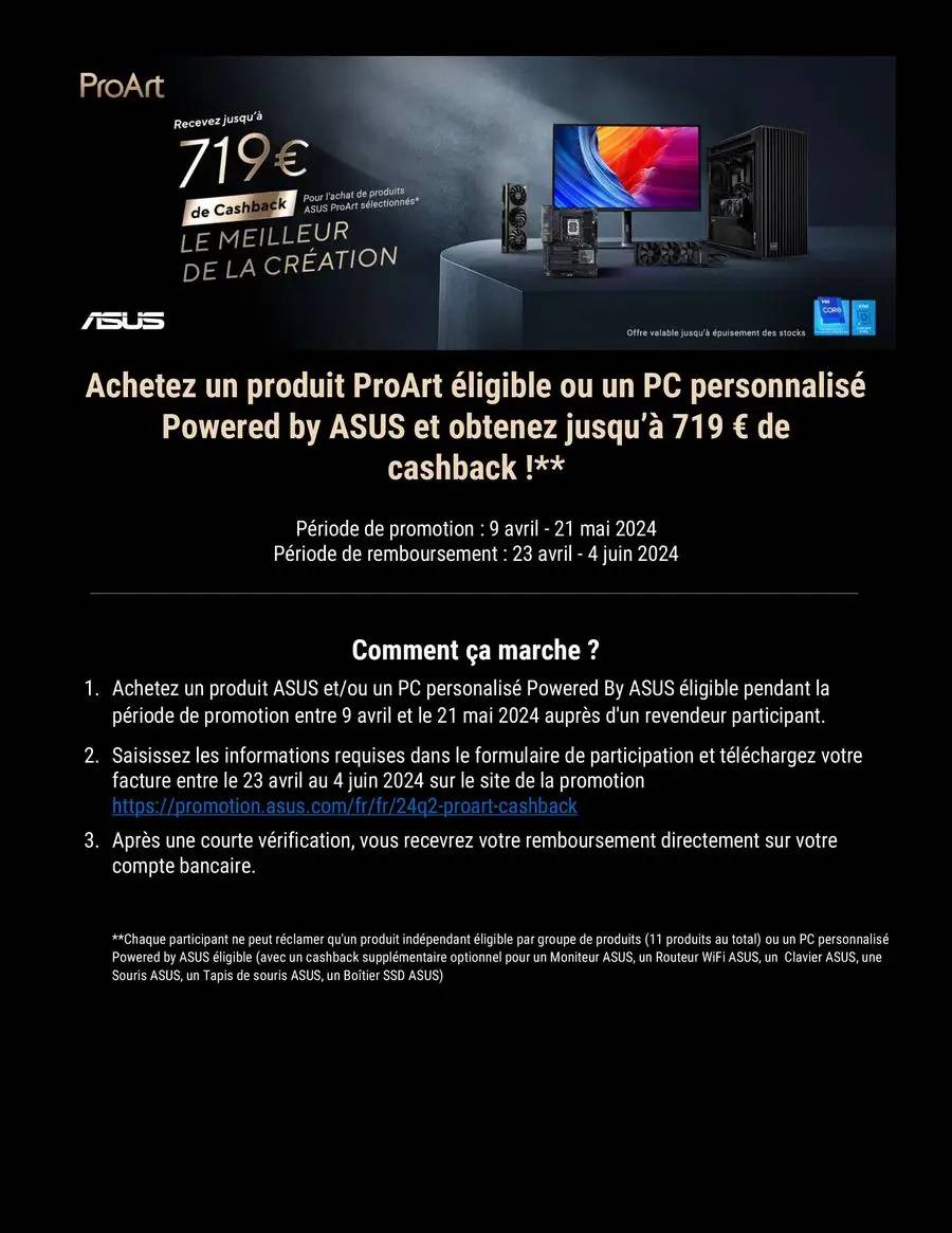 JUSQU'À 719€ REMBOURSÉ AVEC ASUS