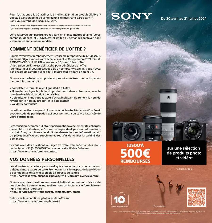 JUSQU'À 500€ REMBOURSÉS AVEC SONY