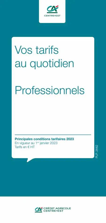 Vos tarifs au quotidien - Professionnels 2023