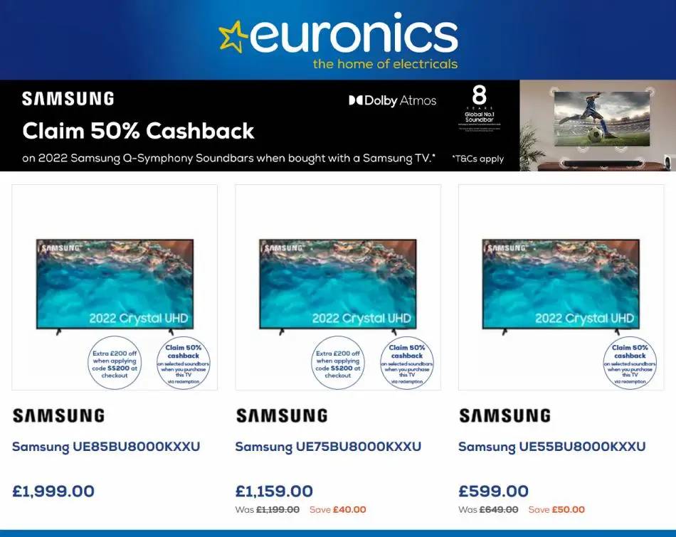 Samsung 50% Soundbar Cashback Promotion