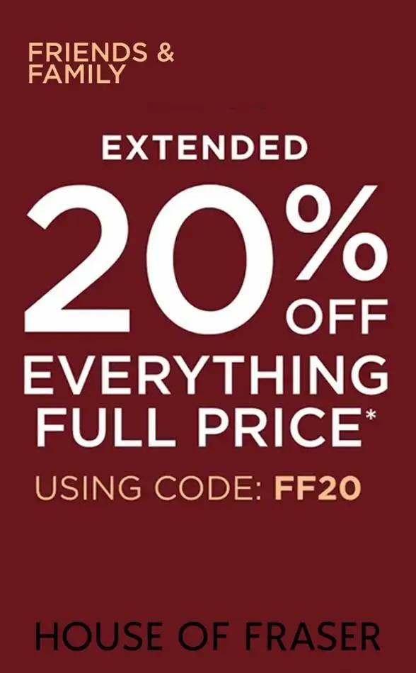 20% OFF FULL PRICE. USE CODE: FF20