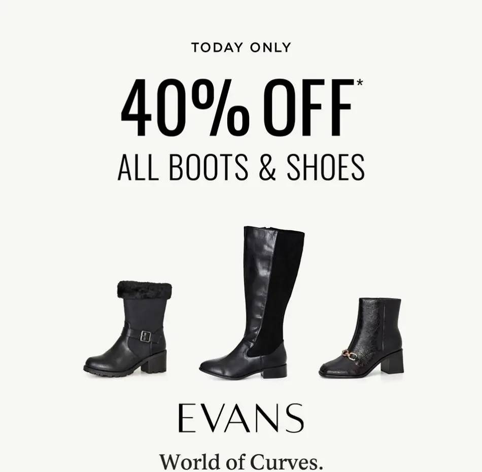 40% off all boots & shoes