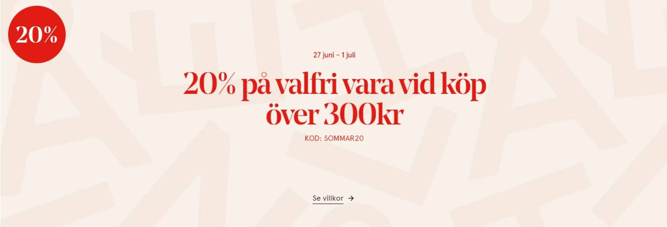 20% på valfri vara vid köp över 300kr