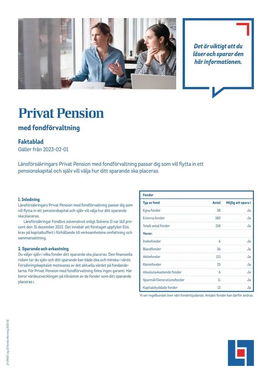 Privat pension - faktablad