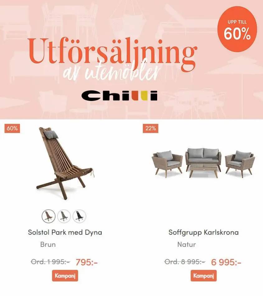 Utförsäljning av utemöbler