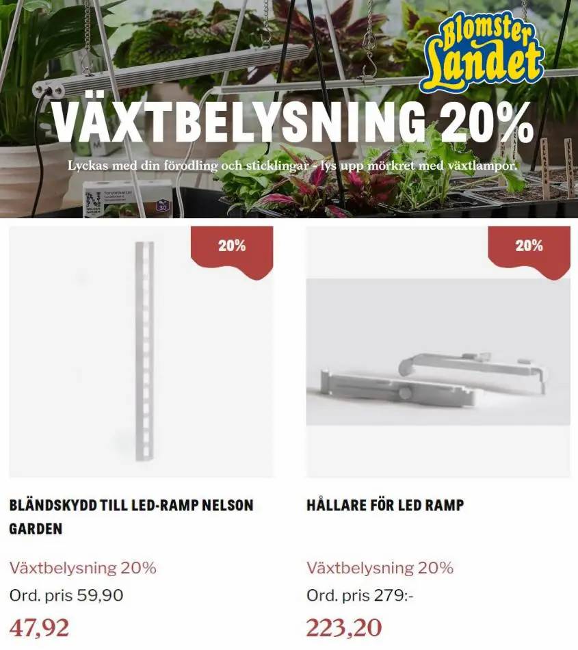 Blomsterlandet Erbjudande Växtbelysning 20%