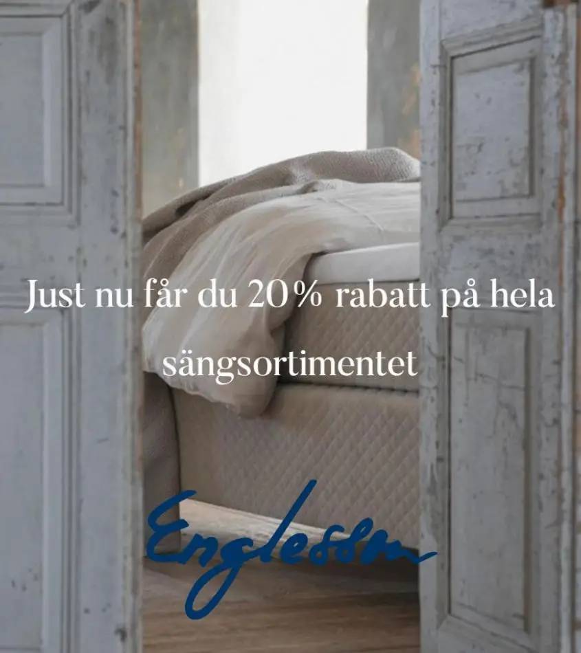 20% rabatt på hela sängsortimentet