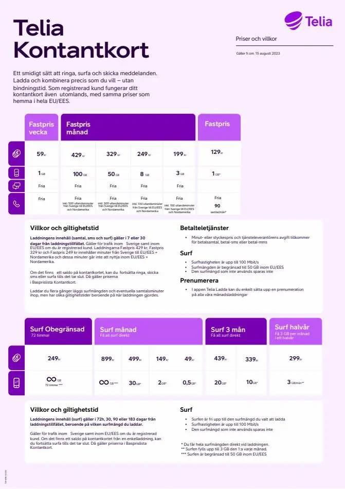 Te Priser och villkor telia Kontantkort