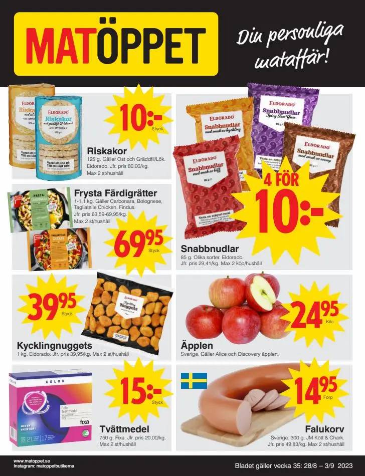 Matöppet reklamblad