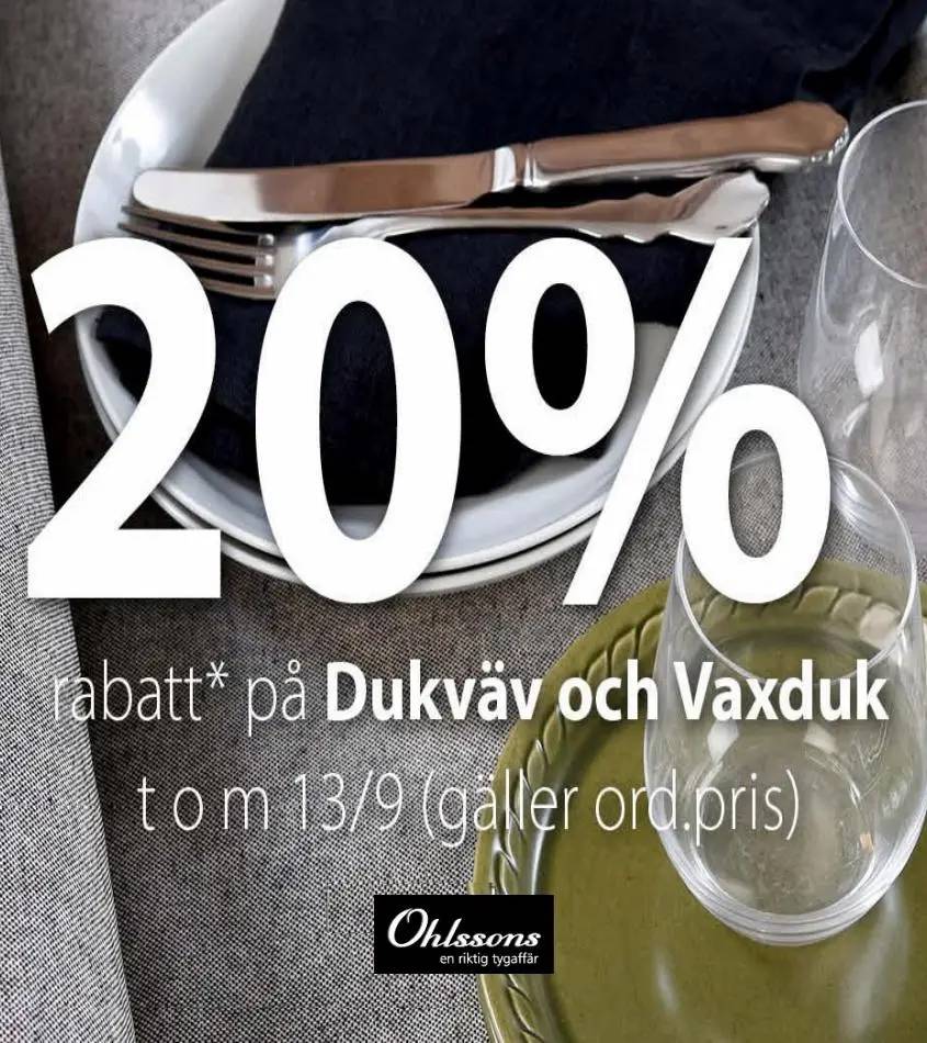 20% rabatt på Dukväv och Vaxduk