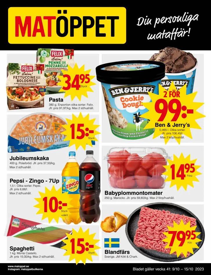 Matöppet reklamblad