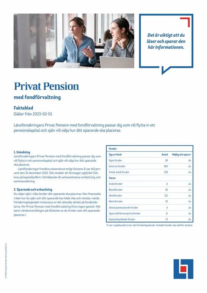 Privat pension - faktablad