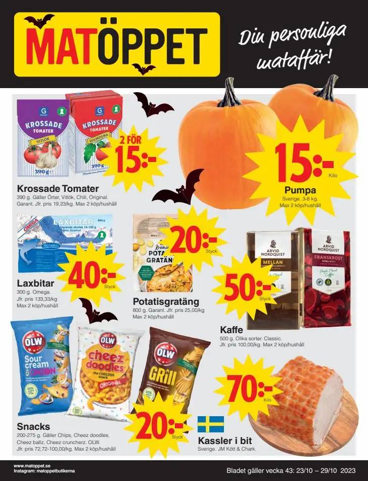 Matöppet reklamblad